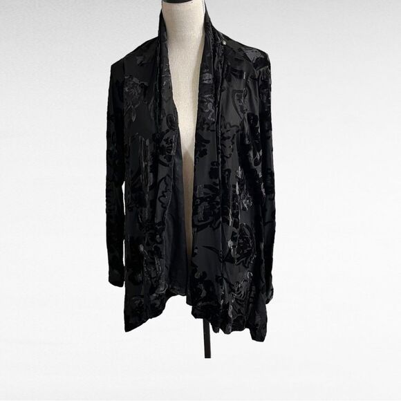 VT (Visual Therapy) Luxe Burnout Scarf Open Front Jacket Size Medium - Picture 1 of 6